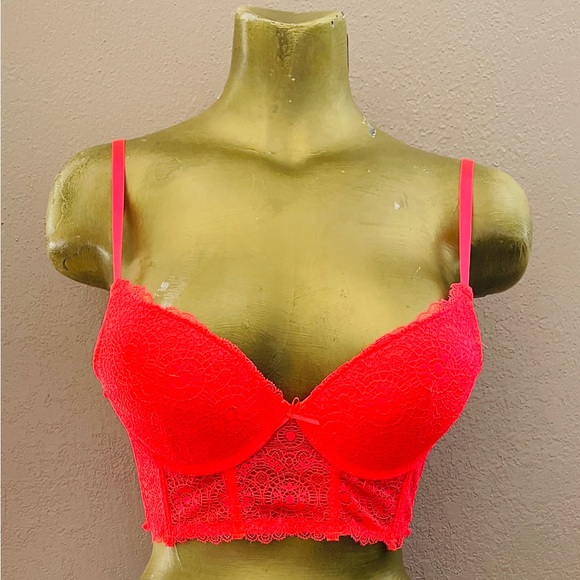 NWOT Neon DAYGLO Orange Fluoro Longline BRA Size 34B - Picture 10 of 14